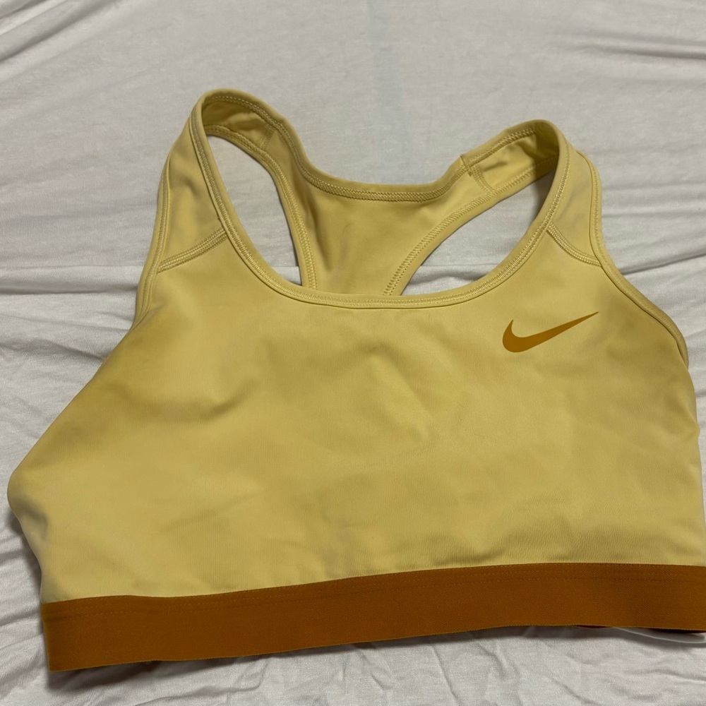 Nike Yellow and Orange Sports Bra with Racerback Design